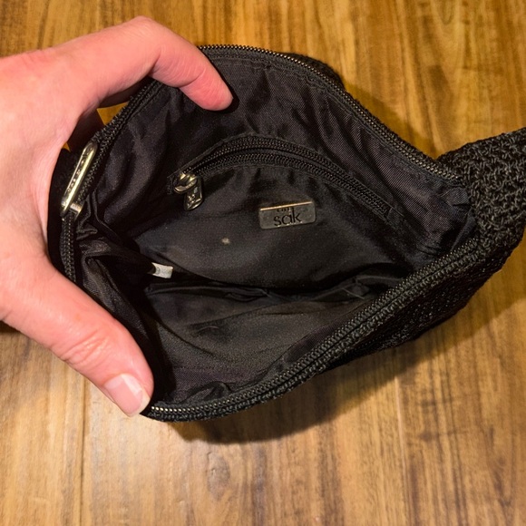 Sak women’s purse shoulder bag black woven classic small zipper pockets Preloved - Picture 3 of 7